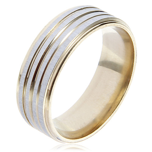 Classic Golden Line Pattern 316Stainless Steel Band Rings(1 Pc)