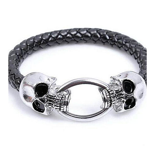 Men's Occident Skull Weave Snakeskin Strap Bangle