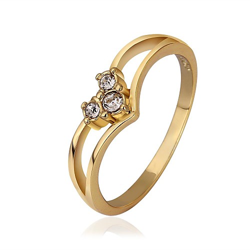 Fashion Jewelry Inlaid Zircon Gold Plate Women's Ring (1 Pcs)