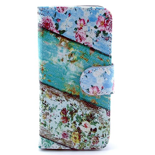 Color Matching Background Blooms Pattern PU Leather Full Body Case with Stand for iPhone 5C