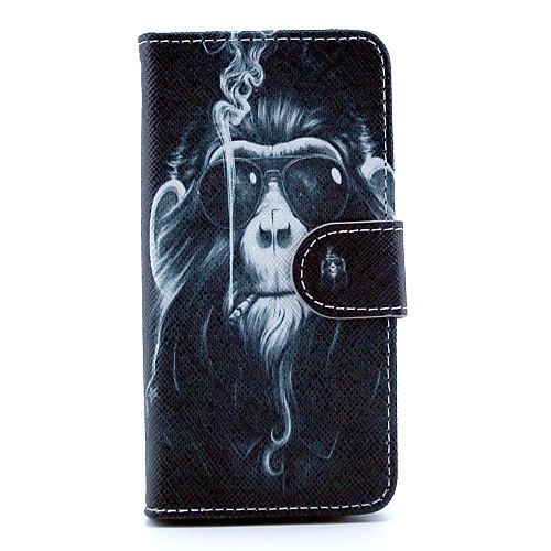 Monkey Pattern PU Leather with Stand Case Cover for Sony Xperia Z1 mini Compact D5503