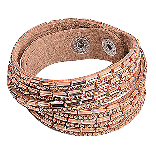 Multilayer Champagne hinestone Leather Bracelet