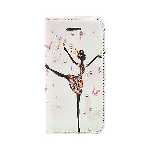 Beautiful Pearl Girl Dance PU Leather Full Body Case with Card Slot for iPhone 5/5S