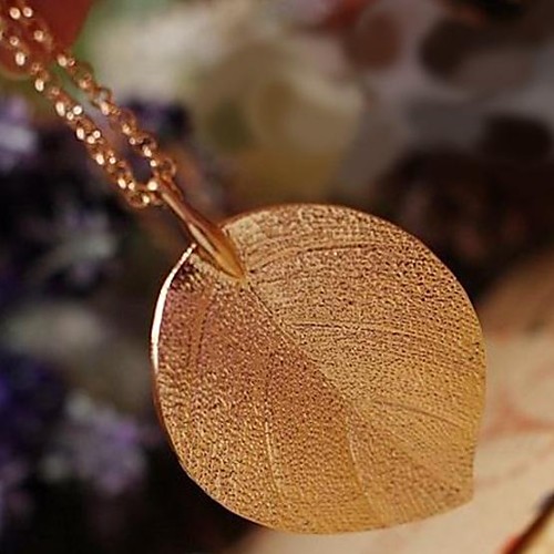 Мода Золотые листья длинное ожерелье