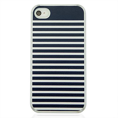 Black White Stripes  Leather Vein Pattern PC Hard Case for iPhone 4/4S