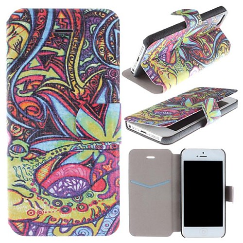 Delicate Mysterious Pattern Clamshell PU Leather Full Body Case with Card Slot for iPhone 5/5S