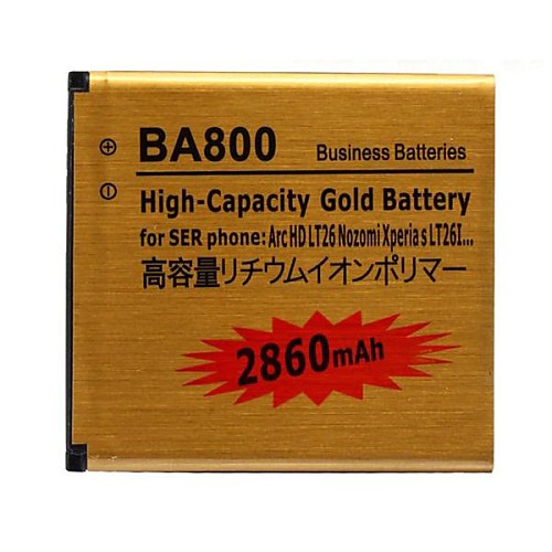 ba800 2860mah литий-ионный полимерный большой емкости золото аккумулятор для Sony Ericsson дуги HD LT26 Nozomi LT26i Xperia т.д.