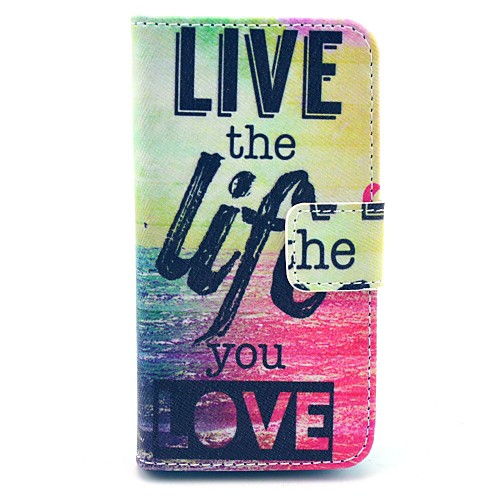 Live Life Sea Pattern PU Leather Full Body Case with Stand for iPhone 4/4S