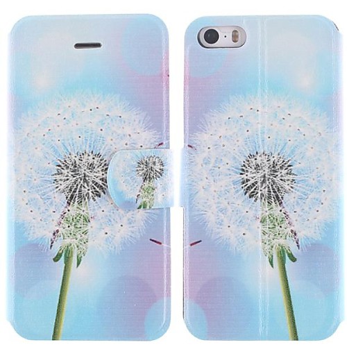 Beauty of The Dandelion Pattern PU Leather Full Body Case with Stand and Card Slot for iPhone 5/5S