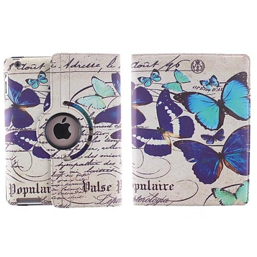 Many Butterfly Pattern 360 Degree Rotating PU Leather Case with Stand for iPad 2/3/4