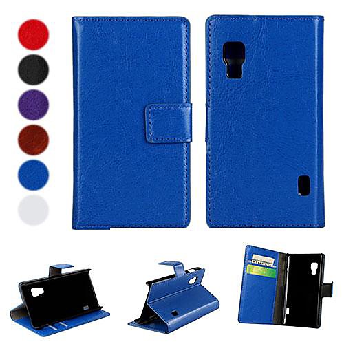 Solid Color PU Leather Full Body Case with Stand and Card Slot for LG L5 II (Assorted Colors)