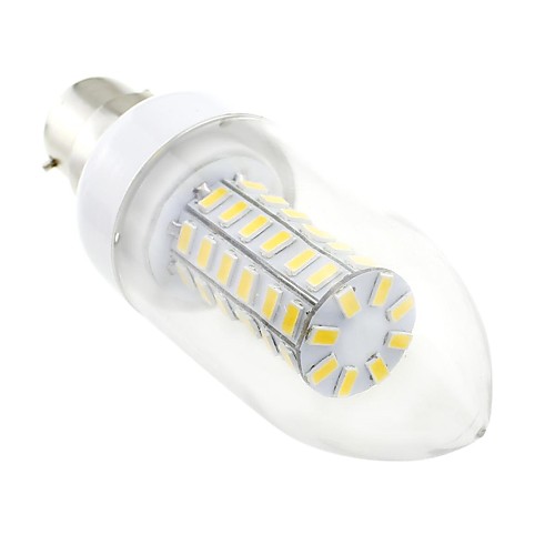 B22 7W LED 56x5730 SMD 700LM 3000K теплый белый свет Прозрачная крышка Свеча накаливания лампы (AC 220V ~ 240V)