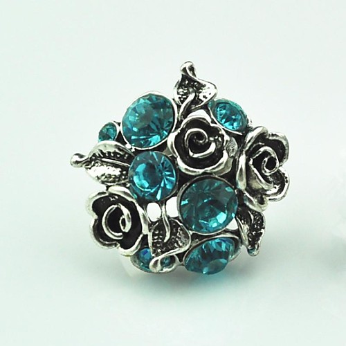 Toonykelly Vintage Female Flower Crystal Adjustable Ring(1pcs)