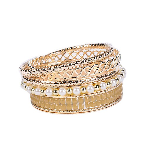 5 Rows Stone Set Print Bangle Set