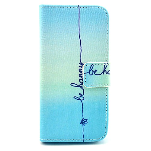 Be Happy Pattern PU Leather Full Body Case Cove with Stand and Card Holder for iPhone 5C