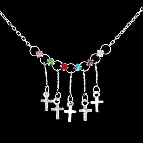 Крест с цветных бриллиантов Щепка покрытием кулон ожерелье (1 шт)