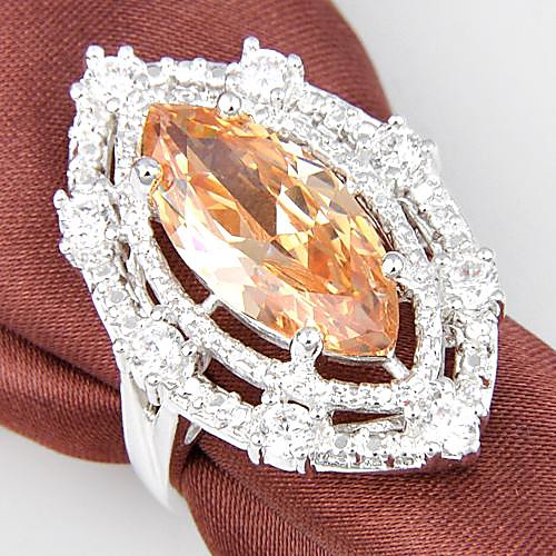 Белый Циркон Вокруг Morganite Gemstone Серебряное кольцо 1PC