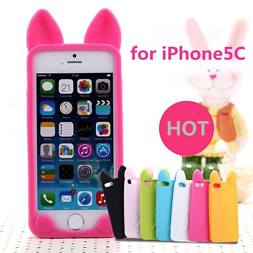 New 3D Cat Ears Silicone Soft Case for iPhone 5C (Assorted Colors)