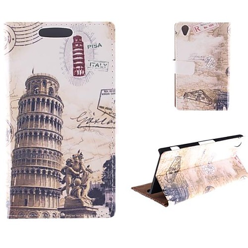 The Leaning Tower of Pisa Design PU Full Body Case with Card Slot for Sony Xperia Z2