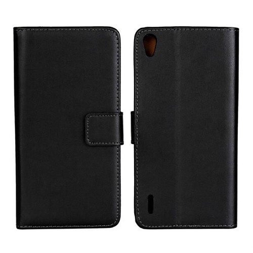 Solid Color Pattern PU Leather Full Body Case with Stand and Card Slot for Huawei Ascend P7