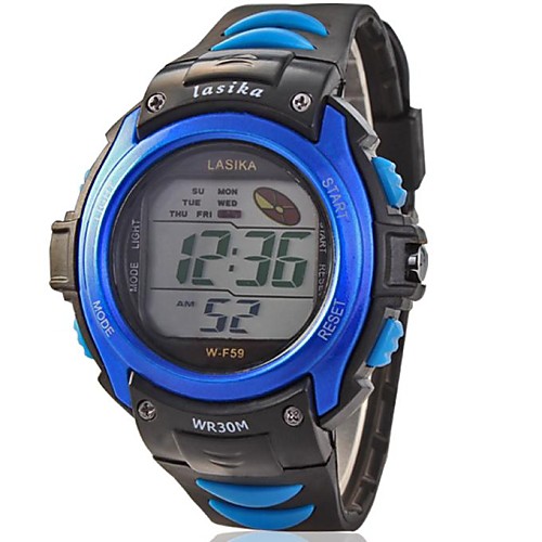 Children Round Dial PU Band LED Multifunction Sports Wrist Watch 30m Waterproof