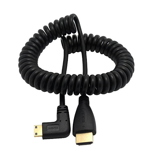 v1.4 Mini HDMI кабель Mini HDMI мужчины к HDMI Мужской позолоченные правый локоть весна линии бесплатную доставку