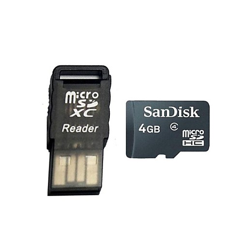 карта SanDisk Micro SD / TF памяти ж / USB карт-ридер (4 Гб / класс 4)