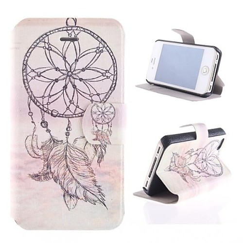 Windbell Pattern PU Full Body Case with Card Slot and Stand for iPhone 4/4S