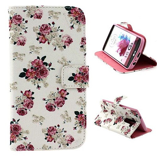 Beautiful Rose Pattern PU Leather Full Body Case with Stand and Money Holder for LG G3