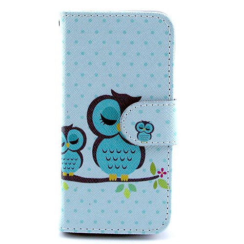 Big and Small Bemused Owl Pattern PU Leather Full Body Case with Stand for iPhone 5C