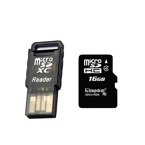 карта Kingston Micro SD / TF памяти ж / USB кард-ридер - черный (16gb / класс 4)