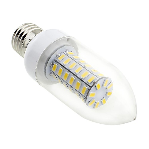 E27 7W LED 56x5730 SMD 700LM 3000K теплый белый свет Прозрачная крышка Свеча накаливания лампы (AC 220V ~ 240V)