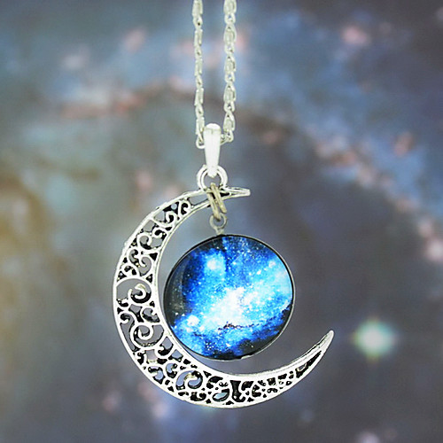 Ожерелье с кулоном в форме полумесяца с галактической каплей