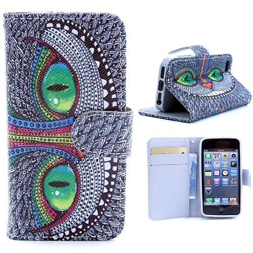 Animal Smiling Face Pattern PU Leather Full Body Case with Stand and Money Holder for iPhone 5/5S