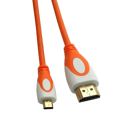 микро-HDMI кабель 1.4V микро HDMI мужчин и HDMI Мужской оранжевый и белый позолоченные головы бесплатную доставку