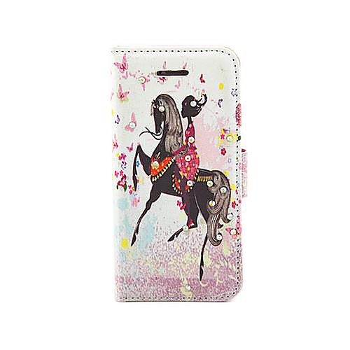 Beautiful Pearl Girl Riding Horse PU Leather Full Body Case with Card Slot for iPhone 5/5S