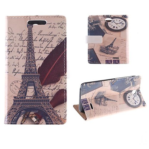 The Eiffel Tower Design Postcard Mode PU Full Body Case with Card Slot for HTC Desire 310