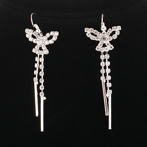 модные diamanted форме бабочки серебряные серьги падения (1 пара)