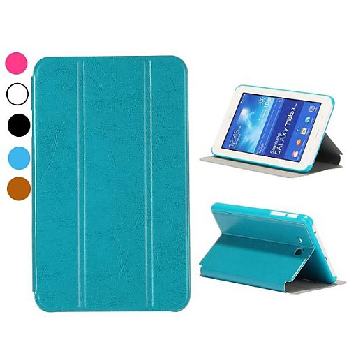 Crazy Horse Tri-fold Stand Auto Sleep/Wake UP Leather Flip Case for Samsung Galaxy Tab 3 Lite T110/T111(Assorted Colors)