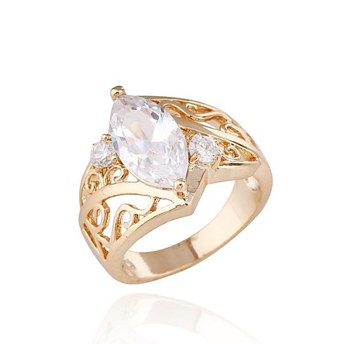 Unisex's Fashion Unique Design Plated 18K Gold White AAA CZ Rings