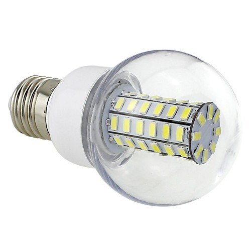 e27 7w привело 56x5730 SMD 700lm 6500K Белый свет Прозрачная крышка шар лампы кукурузы лампы (AC 220V ~ 240В)