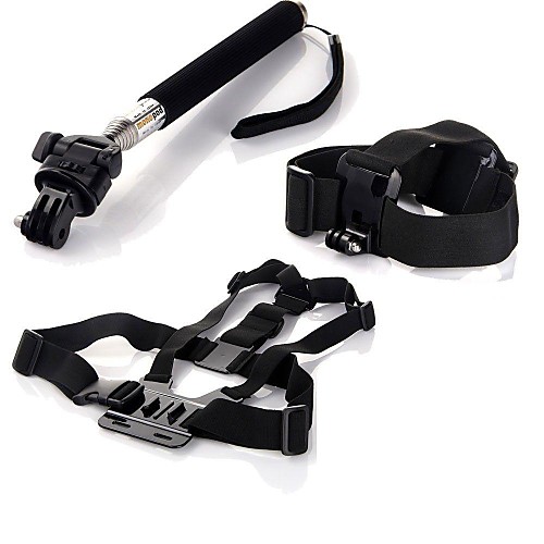 Gopro Accessories Chest Strap  Head Strap Handle Monopod  Tripod Adapter For GoPro Hero 1 2 3 3Camera