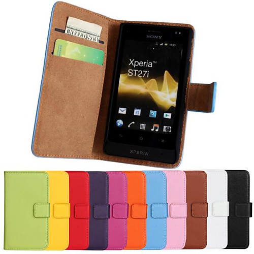 Solid Color PU Leather Full Body Case with Card Slot for Sony Xperia go St27i