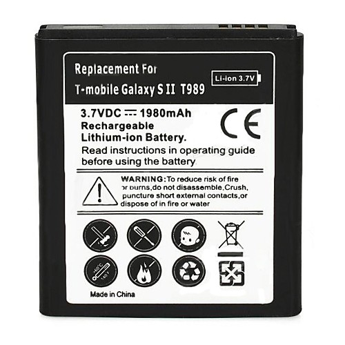 Замена 3.7V 1980mAh литий-ионный аккумулятор для Samsung Galaxy s2/t989