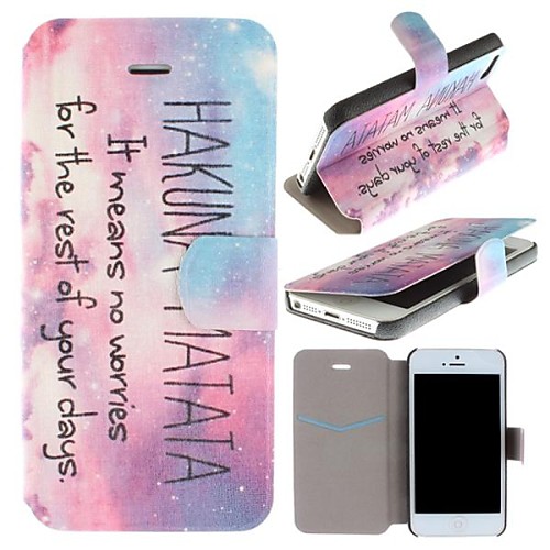 Hakuna Matata Pattern Clamshell PU Leather Full Body Case with Card Slot for iPhone 5/5S