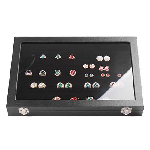 Classic Nice Multifunctional Ring Jewelry Cover Buggy Bag Black Leather Paper Glass Flannelette Jewelry Boxes(1 Pc)