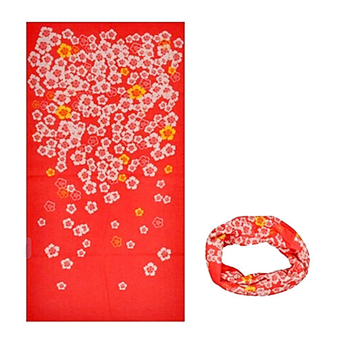 KORAMAN Summer Red Floral Print Thin Anti-UV Sun-proof Cycling Magic Scarf Headband