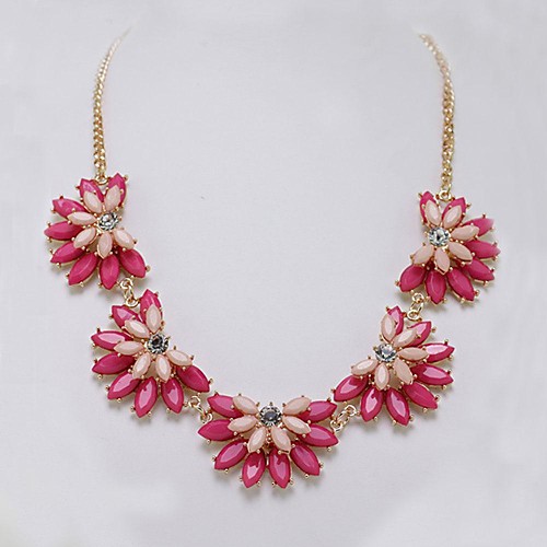 мода (цветок) розовый сплав ожерелье из бисера смолы и металлической цепью (розовый) (1шт)