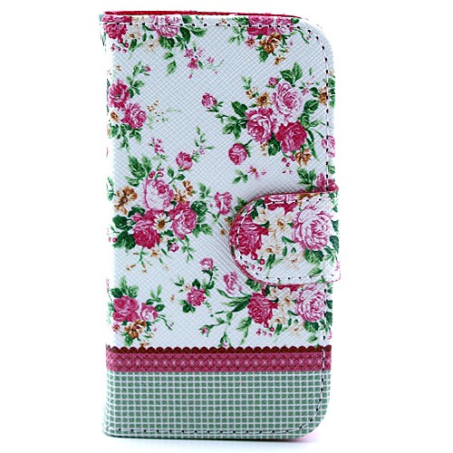 Flower Pattern PU Leather  Full Body Case with Stand and Card Slot and Money Holder for iPhone 4/4S