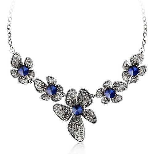Дара  Classic (цветок подвеска) Золотой Платиновый покрытием ожерелье (синий) (1 шт)